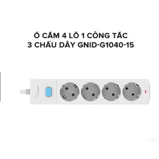 Ổ cắm điện gongniu gnid-g1040-15, ổ cắm 4 lỗ 1 công tắc 3 chấu