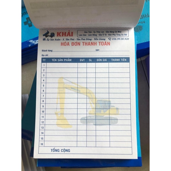 Hoá đơn nhiều màu 2 liên