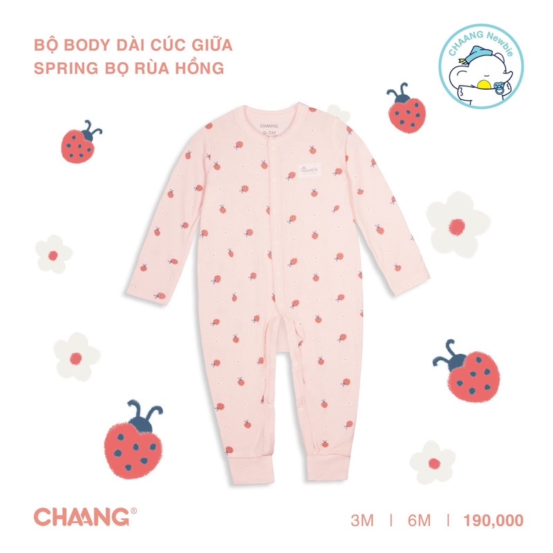 Chaang bộ body dài cúc giữa Spring cho bé sơ sinh SS23
