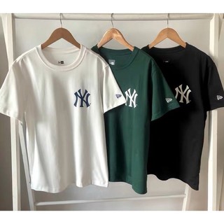 Áo thun mlb nam nữ - new era -ny yankees áo thun form rộng unisex 3 màu đen trắng xanh