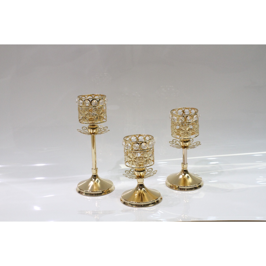 🌸 Bộ 3 Chân Nến Hoa Đính Đá - CN182 🌸