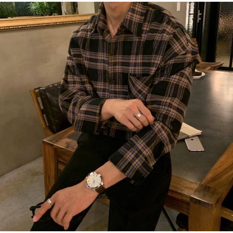 Áo sơ mi caro,flannel secondhand tay dài vintage phong cách Hàn Quốc - Flannel.sg
