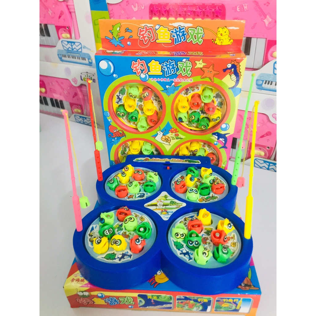 Đồ Chơi Câu Cá Cho Bé 2 Cần 15 Con Cá Chạy Pin