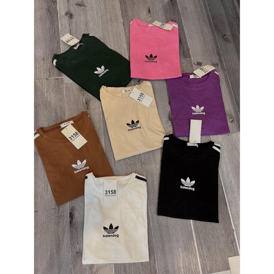 Áo Phông 3 Sọc Nam Nữ 3158 Dáng Rộng Chất Cotton Khô Sọc Da,s - Áo Thun Unisex Cổ Tròn Bigsize