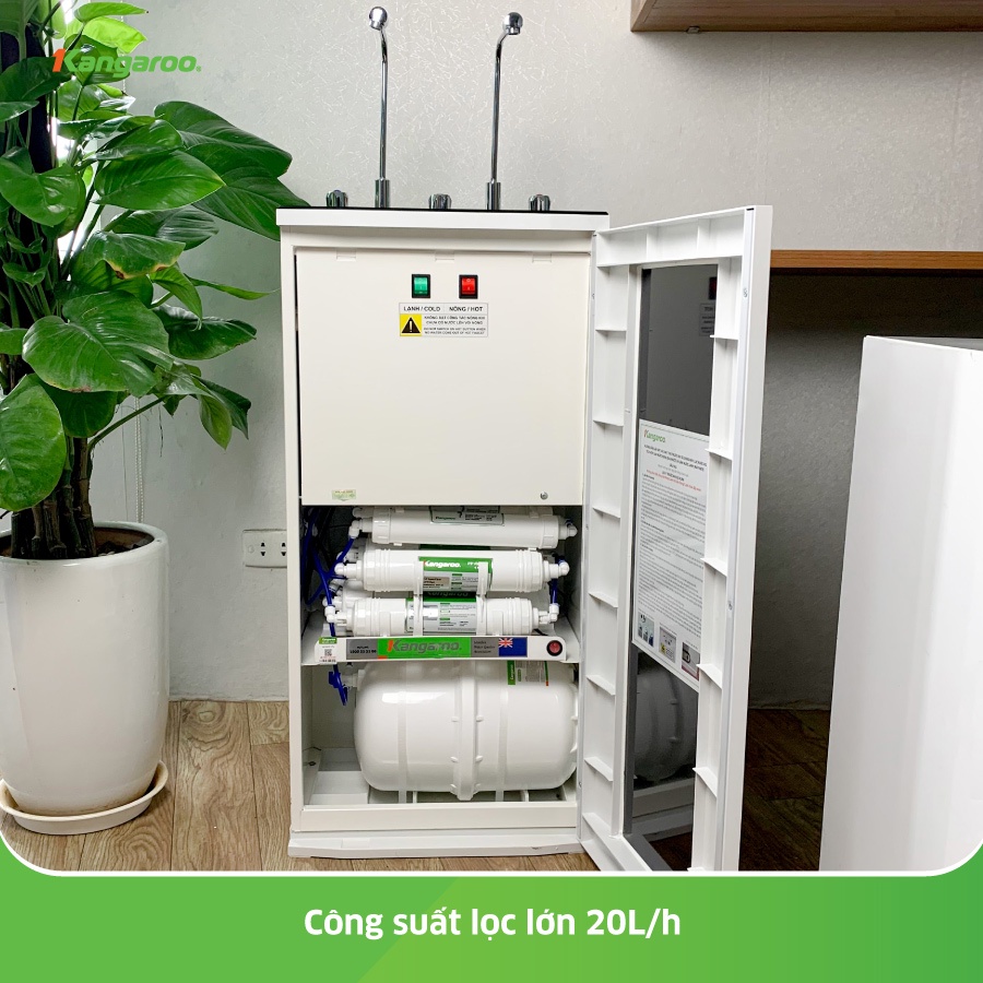 [MIỄN PHÍ LẮP ĐẶT] Máy lọc nước Hydrogen Kangaroo RO 10 lõi 2 vòi 3 chức năng vỏ tủ VTU màu đen KG100HK