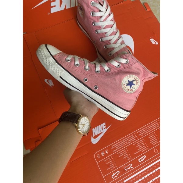 SALE GIÀY SNEAKERS CONVERSE CLASSIC CHUCK TAYLOR HỒNG CÁNH SEN CỔ CAO FULL BOX SIZE 37/23cm(Real 100%/2Hand)