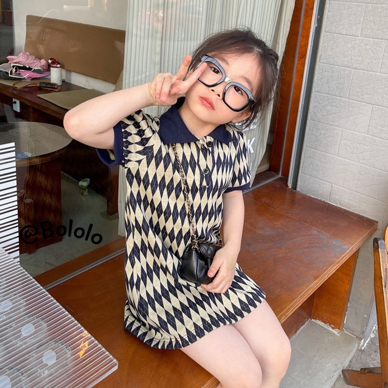 Bololo Đầm Cổ Bẻ Thời Trang Hàn Quốc Cho Nữ