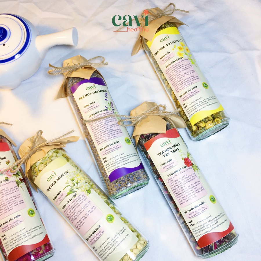 Trà Hoa Sấy lạnh tự chọn - Hoa hồng, hoa cúc, sen tuyết chai thủy tinh 500ml