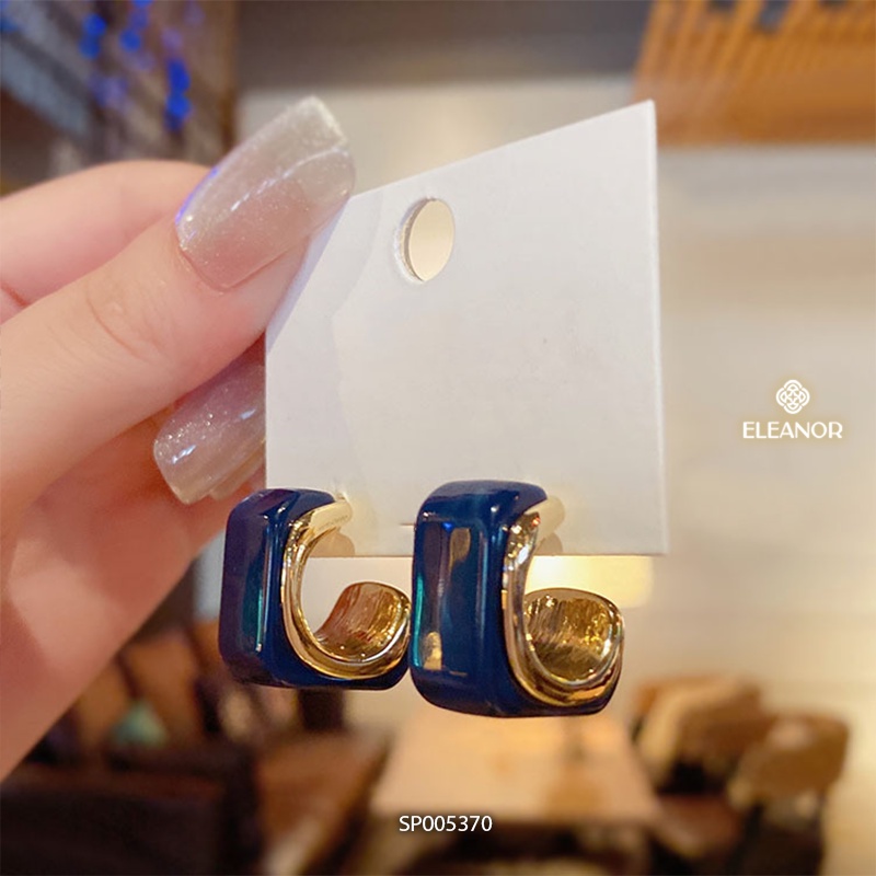 Bông tai nữ chuôi bạc 925 Eleanor Accessories dáng chữ C phong cách cá tính phụ kiện trang sức 5370