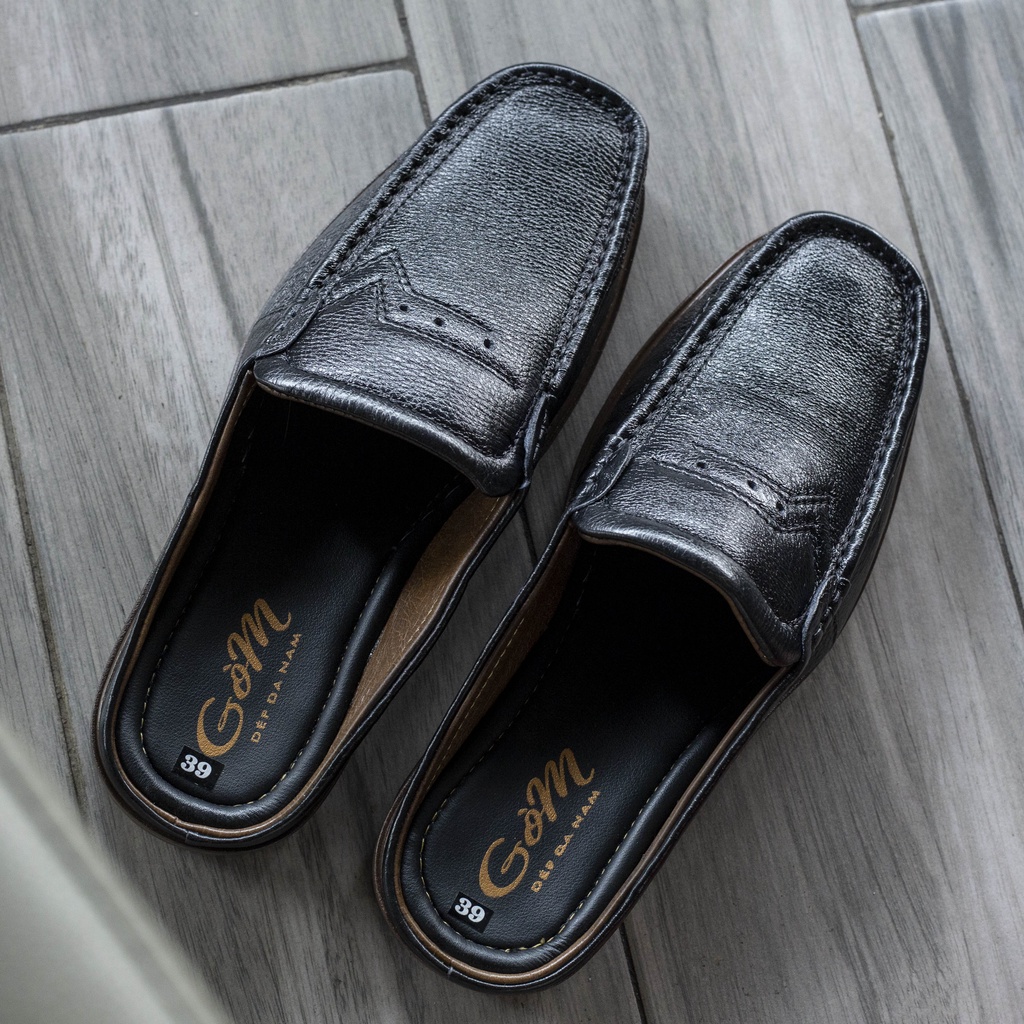 Giày lười nam da bò thật , hàng khâu thật , thoáng khí , 2 màu đen và bò