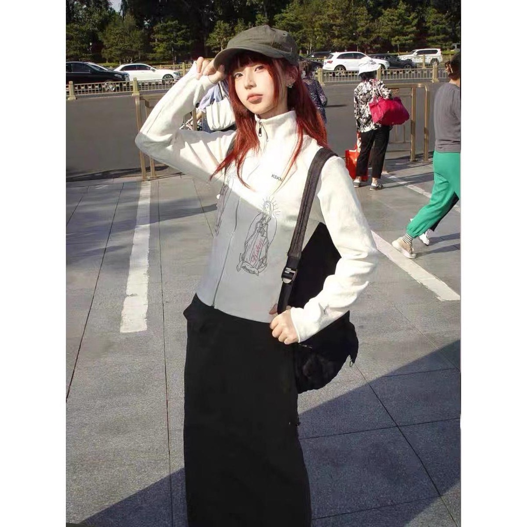 Áo Khoác Cổ Đứng Ôm Dáng Phong Cách Mỹ Thời Trang Mùa Thu Cho Nữ