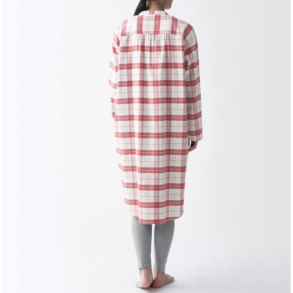 MUJI BỘ PYJAMA BẦU KHÔNG ĐƯỜNG MAY SƯỜN VẢI FLANNEL DÀI TAY