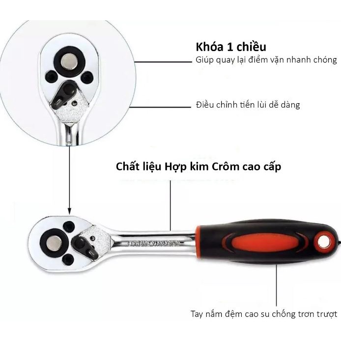Bộ dụng cụ sửa chữa đa năng 46 chi tiết Dùng tháo mở ốc vít, bu lông, sữa chữa ô tô xe máy, sửa chữa đồ gia đụng