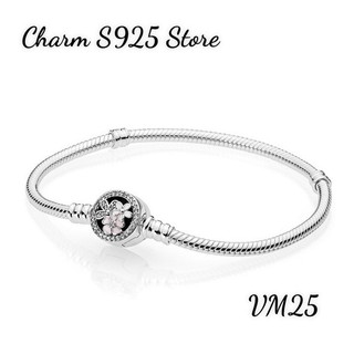 Vòng tay pan ale mềm hoa đào bạc s925 thuần khiết hàng cao cấp