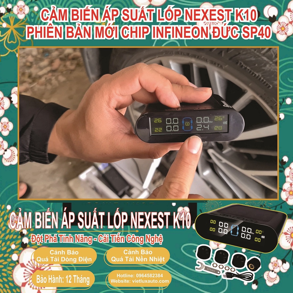 Cảm Biến Áp Suất Lốp Nexest K10 Chip Infineon SP40 Đức Phiên Bản Mới