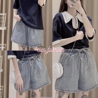 Quần short jean Nữ Cạp chun co dãn chất dày dặn form rộng [QCC01]