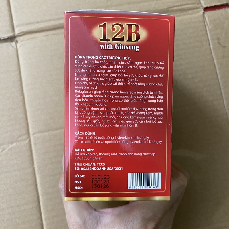 Viên uống Multivitamin tổng hợp Vitamin 12B With Ginseng Hộp 100 viên giúp