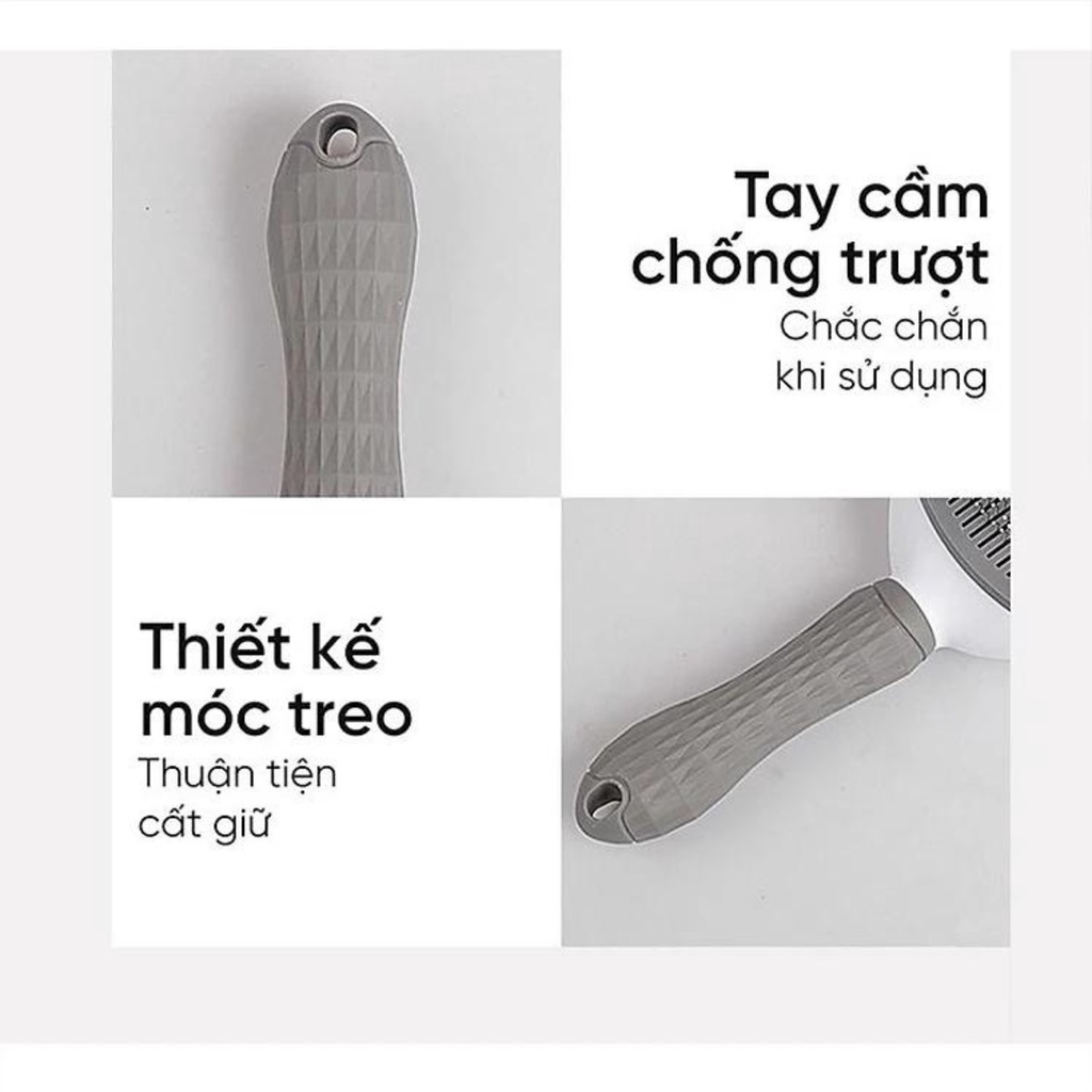 Lược chải lông chó mèo có nút bấm tiện dụng CLEAN - Dụng cụ chải lông thú cưng vệ sinh làm đẹp