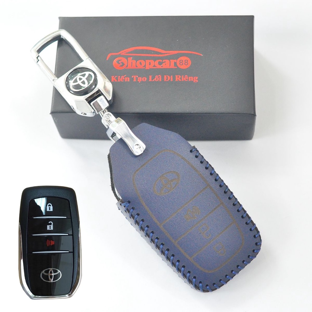 Bao Da chìa khoá xe Toyota Innova, Fortuner, Hilux 2017-2023... chìa 3 nút mẫu chuẩn như hình