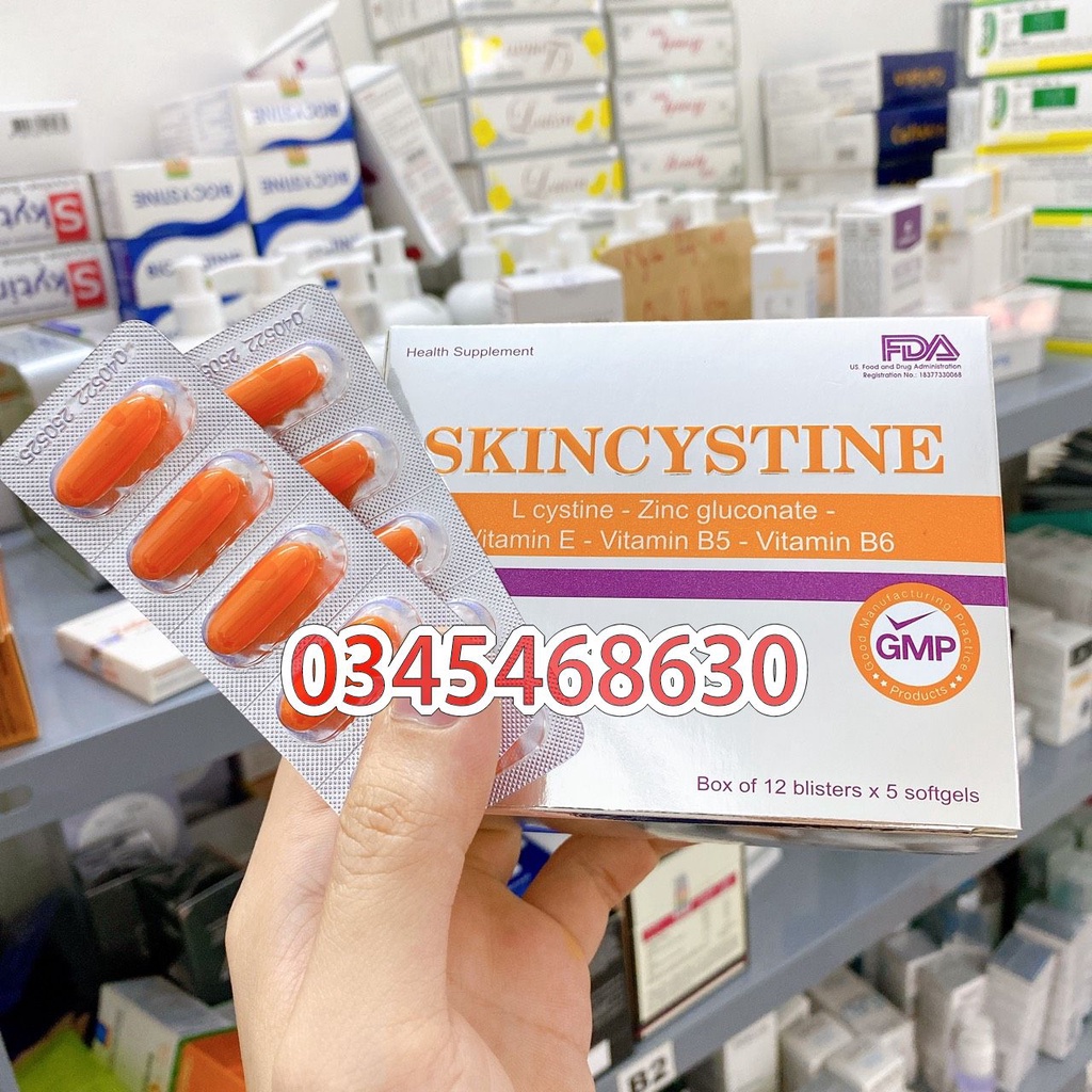 Viên uống giảm mụn, giảm nám, tàn nhang US Pharma SKINCYSTIN - hộp 60 viên Skincystine