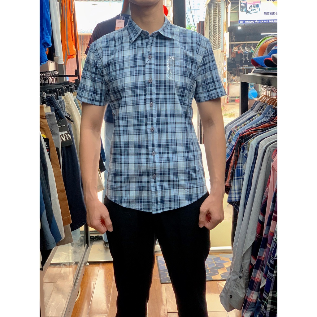 Áo Sơ MI CK Caro Xanh - Mẫu Thời Trang Văn Phòng Trẻ Trung, Lịch Lãm Size M (60-68KG) / L (70-78KG)