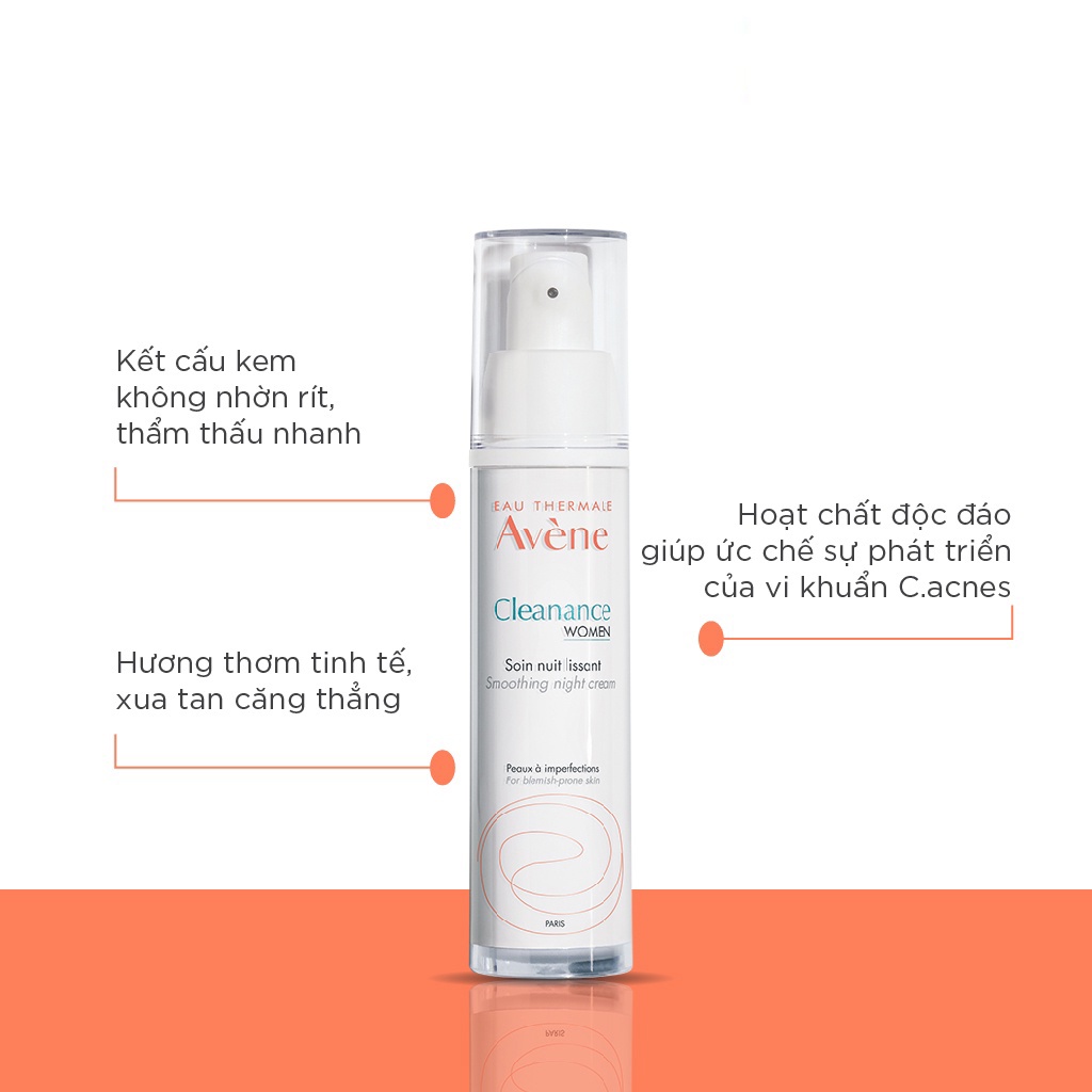 Kem Dưỡng Da Ban Đêm Avene Cleanance Women Smoothing Night Cream Giảm Nhờn 30ml
