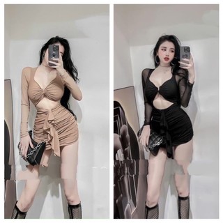 Đầm body đầm bèo nhún váy có khoá ngực cực sexy quyến rũ 075 (Giá sỉ) Lissa