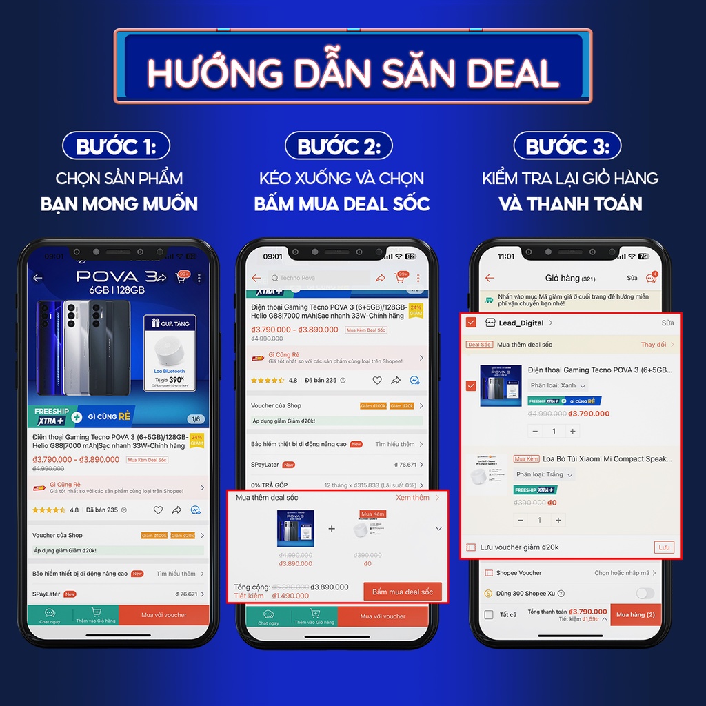 Điện thoại Gaming Tecno POVA 3 (6+5GB)/128GB-Helio G88|7000 mAh|Sạc nhanh 33W-Chính hãng | BigBuy360 - bigbuy360.vn