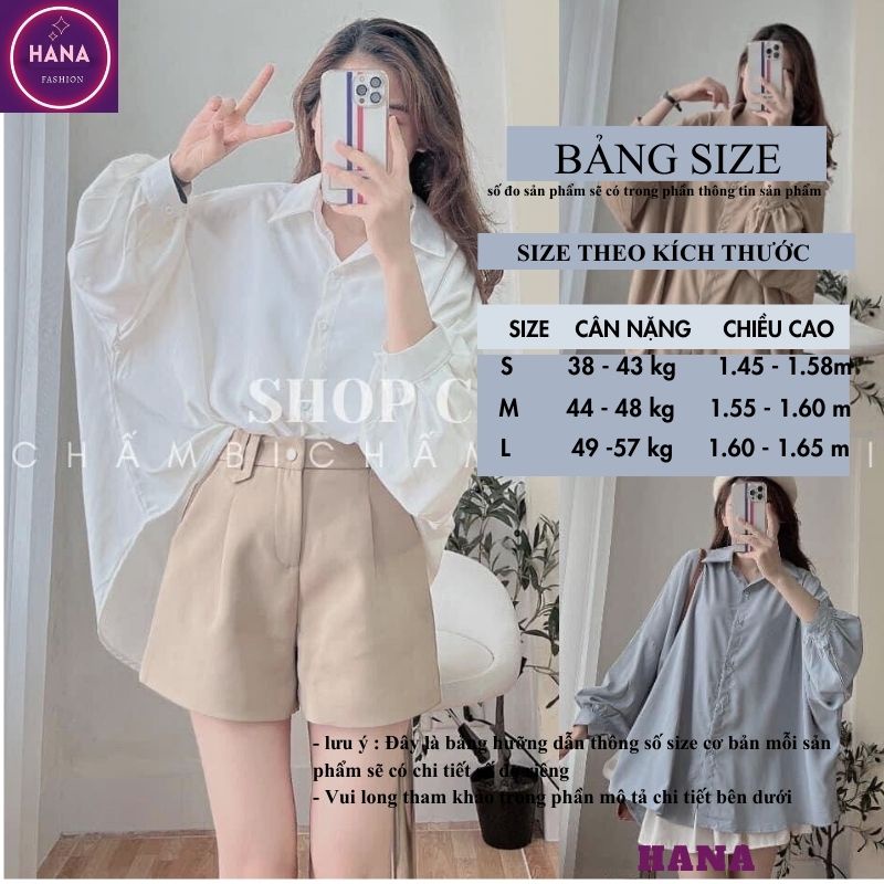 Áo sơ mi tay bồng tiểu thư bánh bèo dễ thương form rộng ulzzang, Áo sơ mi trơn hàn quốc đơn giản mix đồ cực đẹp - HANA