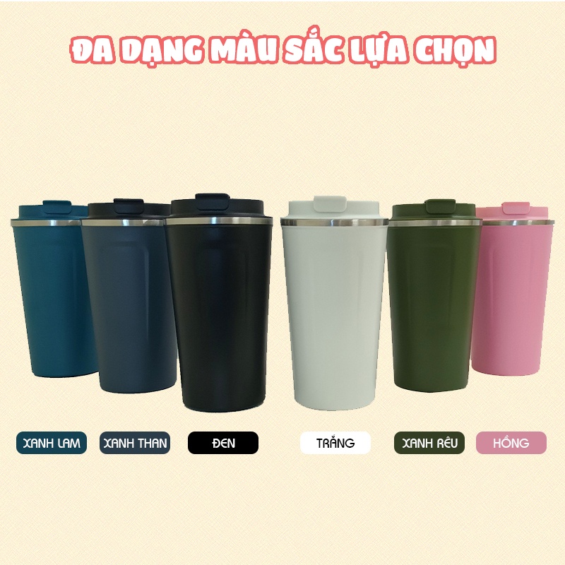 Cốc giữ nhiệt 510ml Coffeeholic .Khắc, in tên riêng MIỄN PHÍ.INOX 304 an toàn sức khỏe, nắp chống tràn,giữ nhiệt