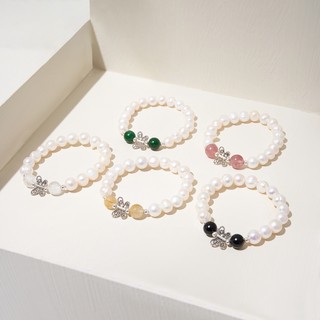 Vòng tay lắc tay ngọc trai trắng ngũ hành charm bướm bạc s925 Udumbara, quà tặng sang trọng.