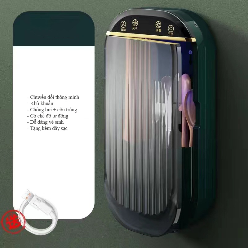 Máy sấy đũa thìa khử khuẩn cao cấp, máy tiệt trùng UV dụng cụ ăn uống, chống nấm ẩm mốc
