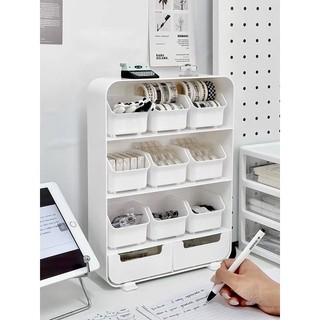 Kệ đựng dụng cụ học tập làm việc, kệ nhựa để bàn đựng viên cà phê, mỹ phẩm, phụ kiện trang sức