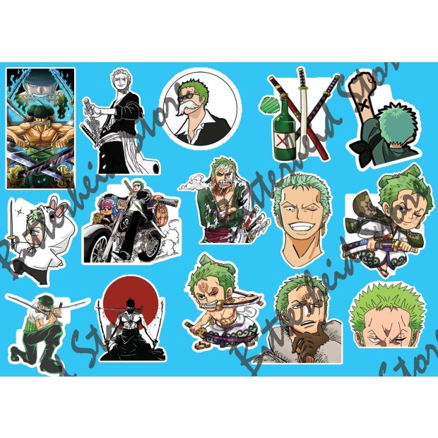 - Set 10/15 Sticker Roronoa Zoro / Zoro - băng hải tặc mũ rơm anime One Piece/OP hình dán trang trí siêu đẹp