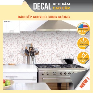 Giấy Decal dán bếp KEO XÁM chuyên dụng bóng gương chịu nhiệt tốt,chống dầu mỡ, dễ lau chùi, kích thước 120x60cm DDB-064