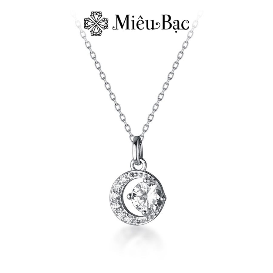 Dây chuyền bạc nữ Miêu Bạc vòng cổ nữ mặt trăng đính đá cao cấp chất liệu bạc s925 phụ kiện thời trang trang sức D400886