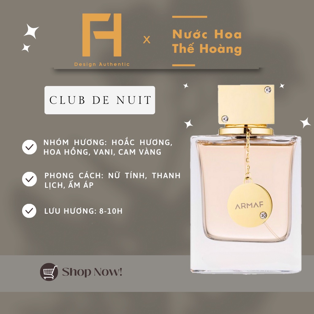 Nước hoa nữ Club De Nuit Women EDP chiết 10ml, 20ml - Nước Hoa Thế Hoàng