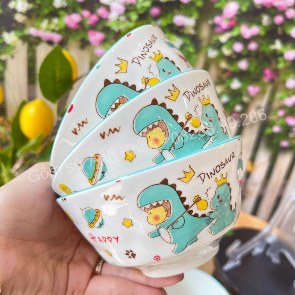 Siêu Sale -Bát Đĩa Gốm Sứ Decor Bộ Bát Đĩa Bát Hình Khủng Long xinh yêu cho bé, Bát Ăn Cơm Chén Dĩa Dễ Thương Bát Cho Bé