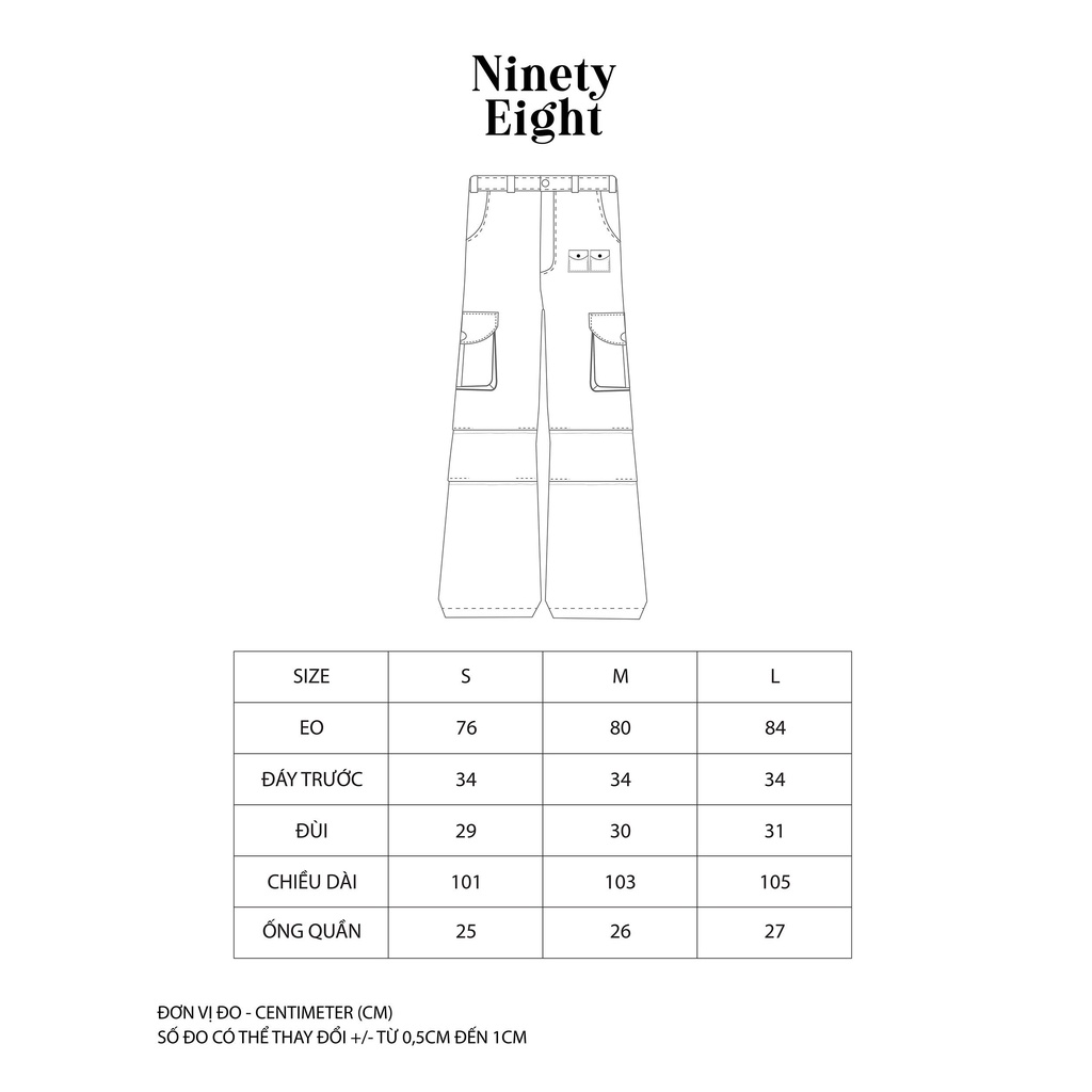 WIDE LEG CARGO PANT BLACK - Quần túi hộp Ninety Eight