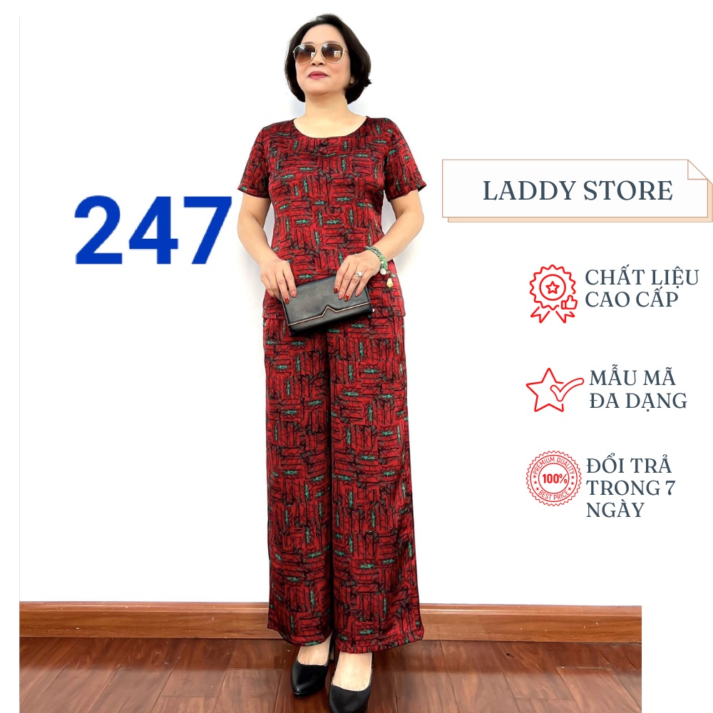 Đồ Bộ Trung Niên 2023 Chất Liệu Lụa Satin Cao Cấp Dành Cho Quý Bà - Laddy Store