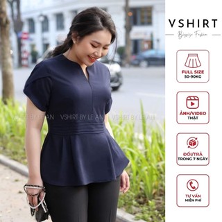 Áo xanh than tay búp sen VSHIRT chất liệu tằm hàn