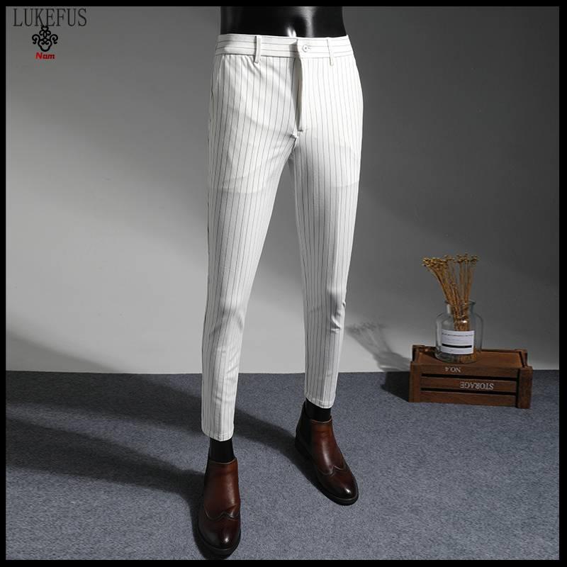 Chất lượng cao Qu N T Y nam Quần Baggy C P Cao Sọc Trắng Cho nam & Nữ#Bộ Quần Áo Công Sở Ôm Dáng Thanh Lịch Hợp Thời Trang 39; s