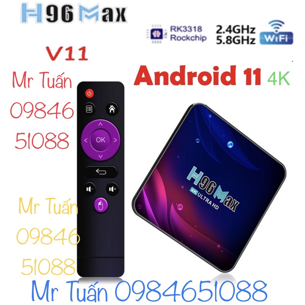 Android TV Box 4K, Android Box 4K, Tivibox Android Tivi 11 Ram 4GB, ROM 32GB, H96MAX độ phân giải 4K