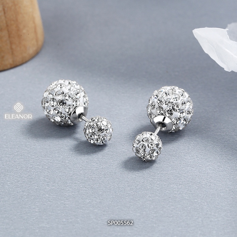 Bông tai nữ chuôi bạc 925 Eleanor Accessories hình cầu đính đá độc đáo phụ kiện trang sức 5562