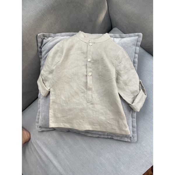 Áo sơ mi bé trai tay dài linen