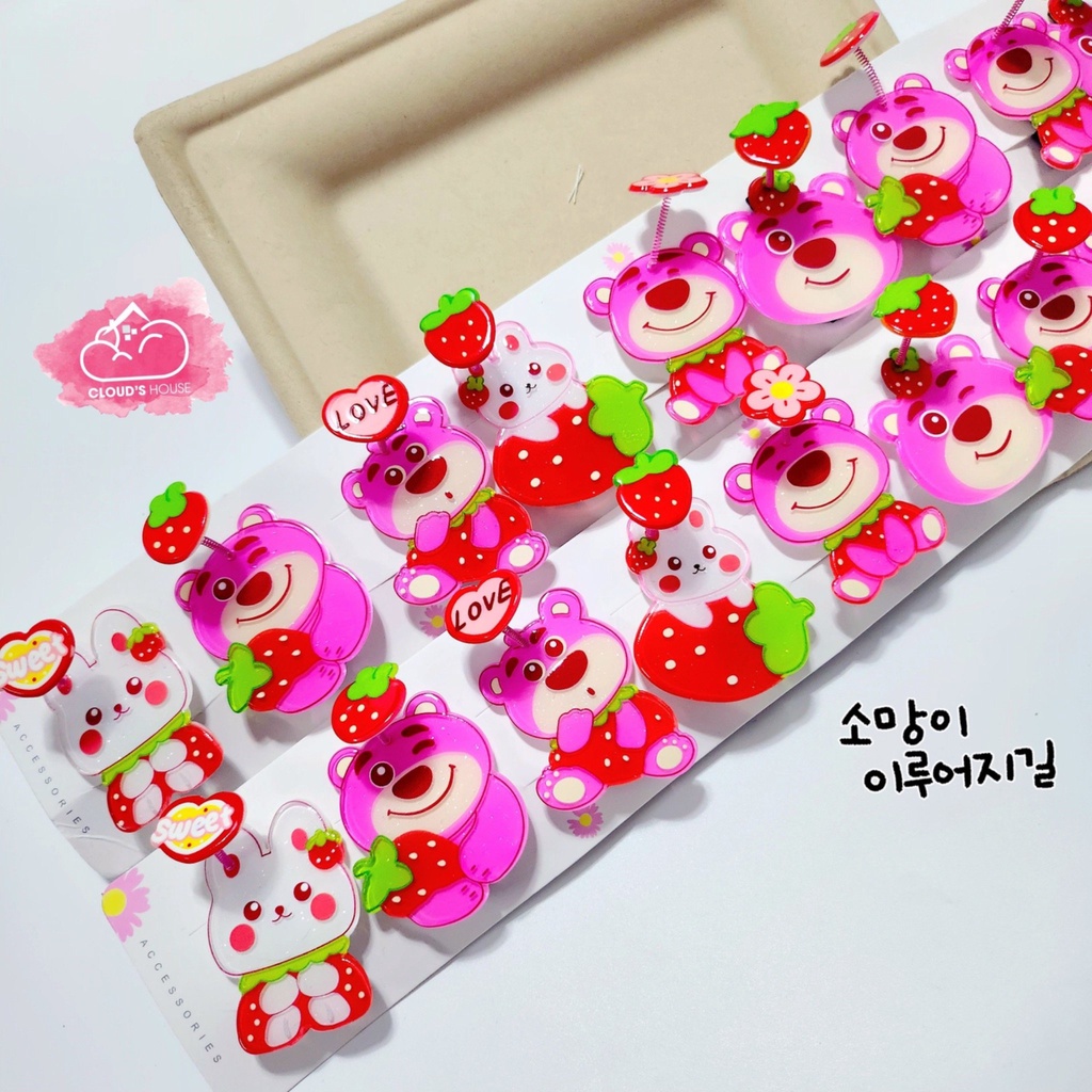 Kẹp tóc Lò xo Gấu dâu Lotso