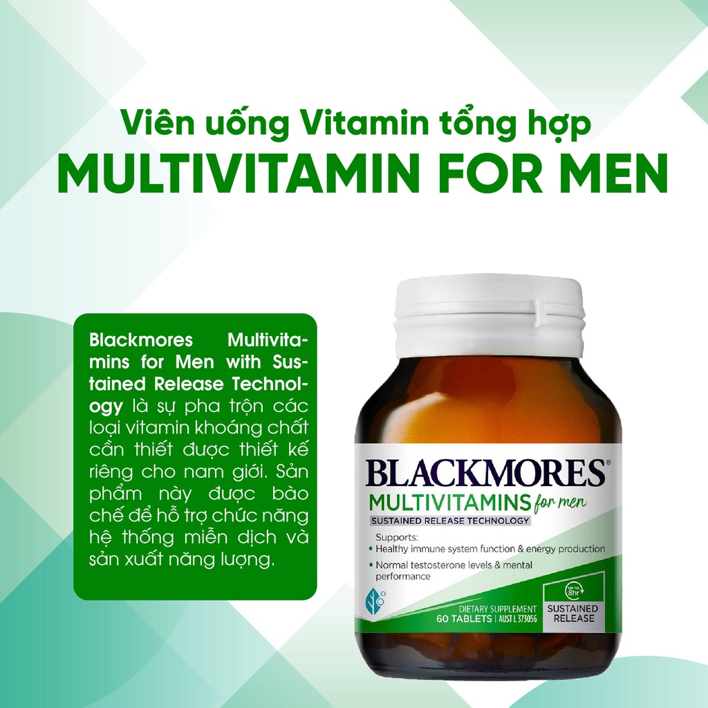 Vitamin tổng hợp dành cho nam Multivitamin Blackmores 60 viên hỗ trợ sức khỏe toàn diện cho nam giới