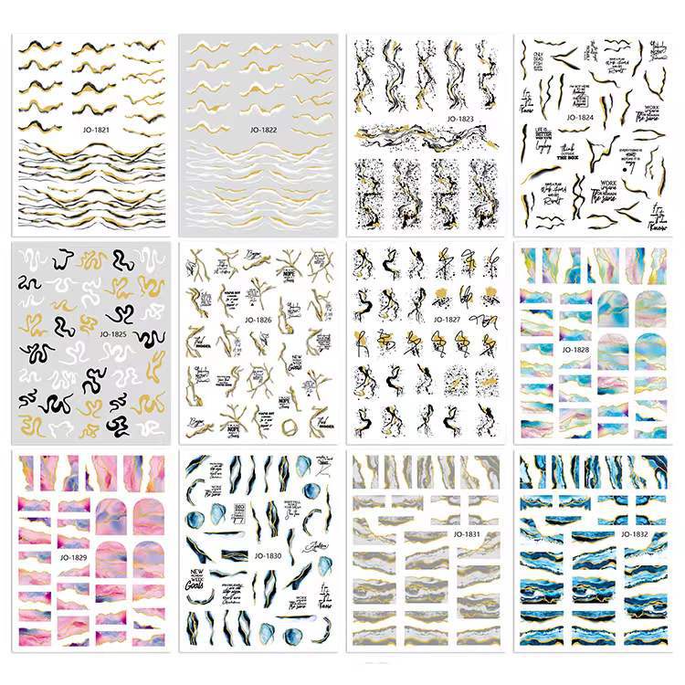 Nhãn dán nail vân nổi hoa văn đá cẩm thạch, Sticker nail thương hiệu