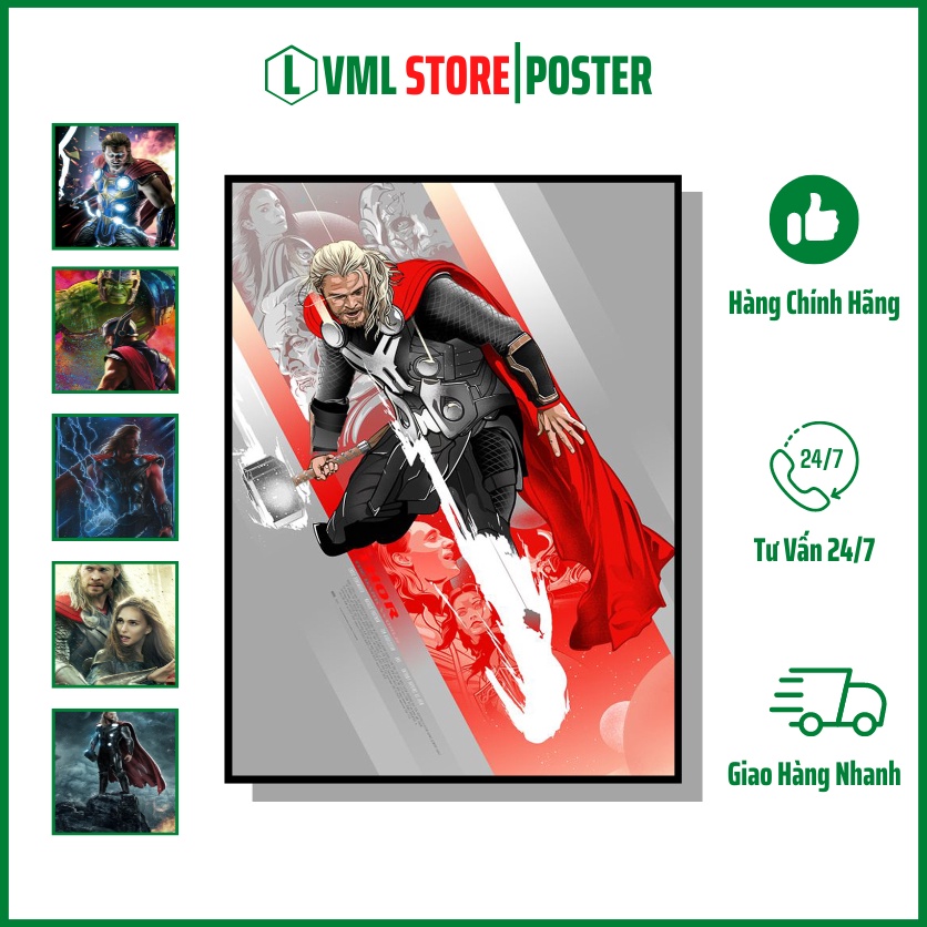 Tranh - Poster Siêu Anh Hùng Thor, Tranh Treo Tường,Để Bàn,Phòng Khách Mã SP: Vml 04 (Gồm Poster Và Khung) Size:A3,A4,A5