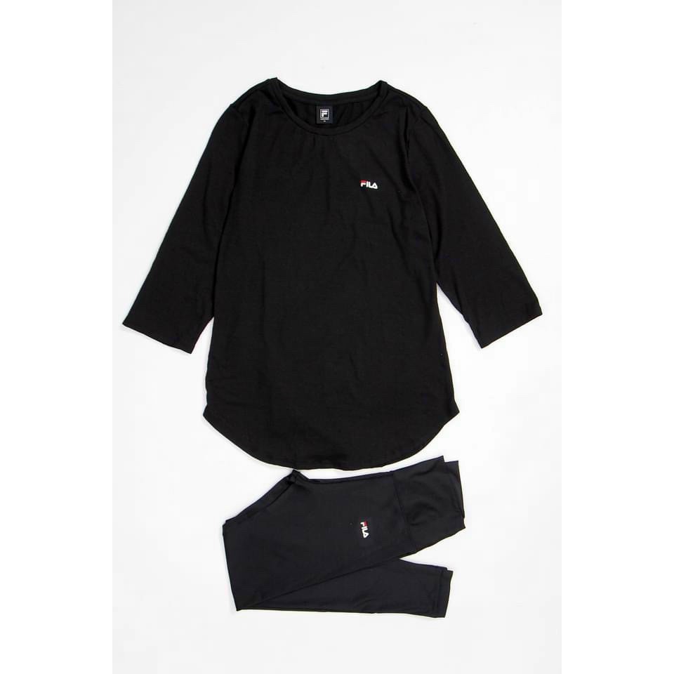Bộ tập nữ Thể Thao FILA hàng xuất dư kiểu áo tay lỡ quần ôm
